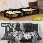 Bamboo Under Bed Storage with Wheels,Rolling Underbed Shoe Organizer Box for Shoes,Blankets,Toys,Clothes Container Space-Saving Bins for Bedroom,Closet,Dorm,Nursery