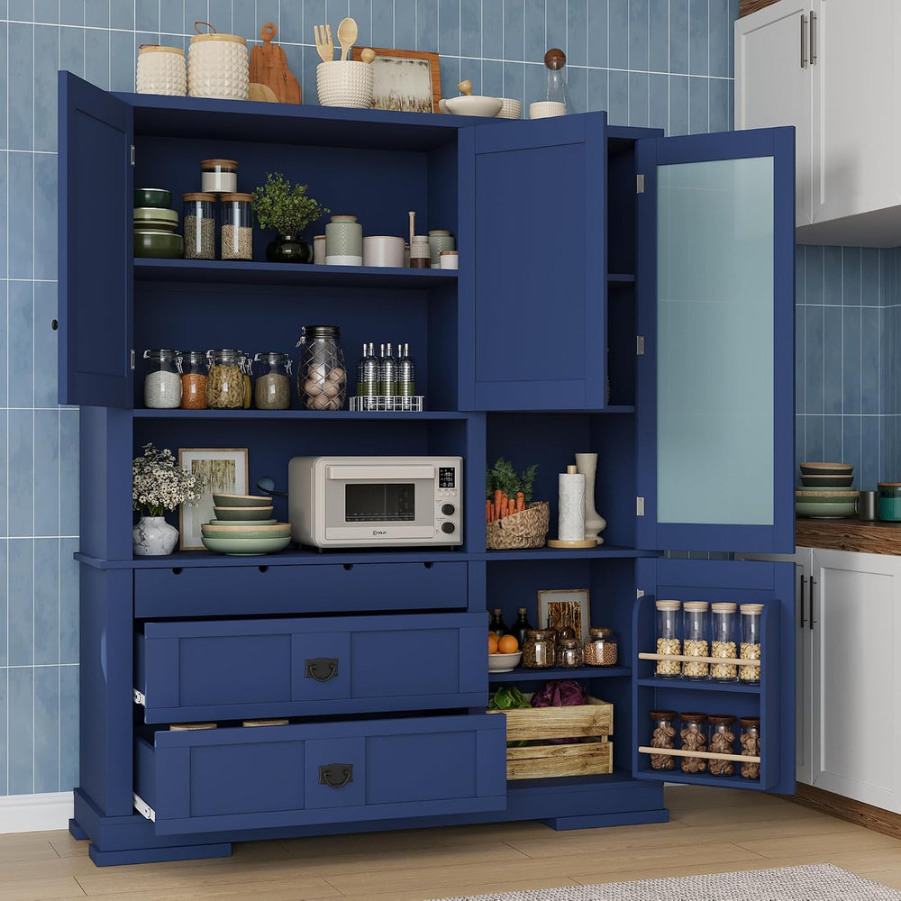 Merax 63 inch Kitchen Pantry Storage Cabinet, Freestanding Buffet Cabinet wit...