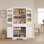 71-Inch Tall Kitchen Storage Cabinet, 2 Large + 1 Drawer + 6 Door Shelves, Pantry Organizer for Food, Utensils & Kitchenware, Storage for Kitchen & Bathroom, White