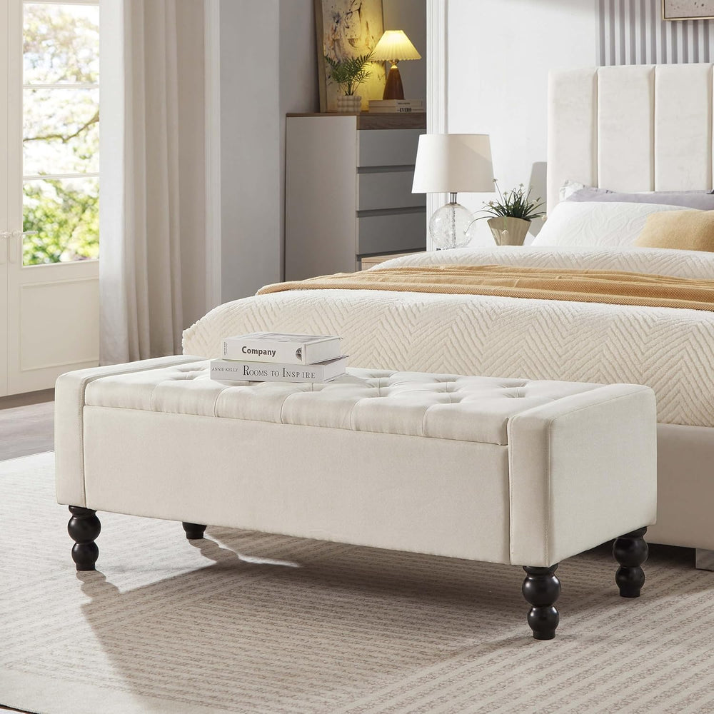 50" W Storage Ottoman Bench with Safety Hinge, Load up to 660 lb Ottoman...
