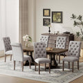 Upholstered Tufted Dining Room Chairs Set of 6, Parsons Kitchen Chairs with Padded Seat and Solid Wood Legs, Fabric Accent Side Diner Chair for Dining Room/Kitchen/Living Room, Light Grey