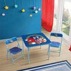 Sega Sonic The Hedgehog Kids Table and Chair Set, 3-Piece Square Table with 2 Folding Chairs for Playroom & Activities