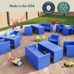 Children's Factory 3-in-1 Cube Chair for Kids, Flexible Seating Classroom Furniture, 1-Pack, Blue