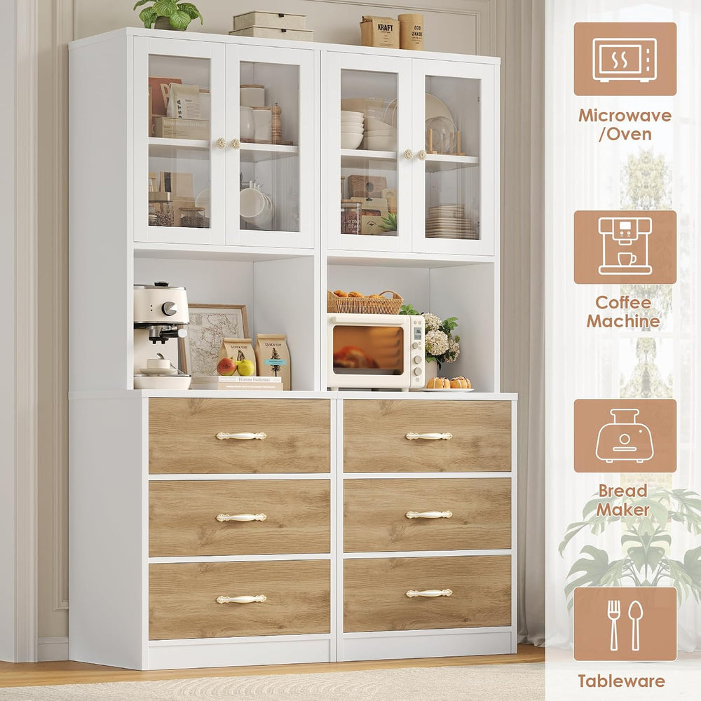 Keyluv 71“ Tall Kitchen Pantry Storage Cabinet with Microwave Stand, Buffet K...