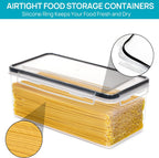 Vtopmart Airtight Food Storage Containers with Lids 4PCS Set 3.2L, Plastic Spaghetti Canisters for Pasta organizer, BPA Free Air Tight Kitchen Pantry Organization