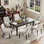 Dining Chairs Set of 4, Upholstered Corduroy Dining Room Chair with Wood Legs, Mid-Back Padded Kitchen Side Chairs for Dining Room, Beige