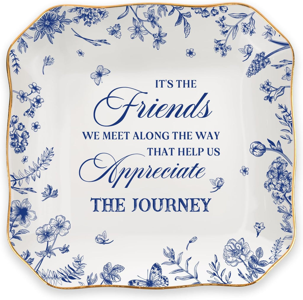 Friendship Gifts for Women,Best Friend Birthday Gifts For Women,Jewelry Tray,Birthday Gift for Womens Friendship,4x4 Small Jewelry Dish Trinket Dish,Unique Gift For Friends Coworkers