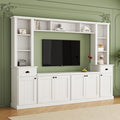 Ball & Cast TV Stand with Cabinets for TVs up to 75",Wall Unit Entertainment Center with Storage and Open Shelves,Modern Media TV Console with 2 Drawers for Living Room,White