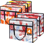 4 Pack Clear Clothes Storage Bags, Vinyl Blanket Storage Bag with Heavy-Duty Zipper, Foldable Moving Bags, Closet Organizers for Bedding, Comforter, Linens, Sweaters, Pillows, Toys (40L)