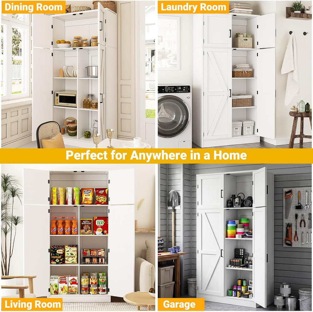 Unikito 71” Tall Kitchen Pantry Storage Cabinet with Adjustable Shelves | Lar...