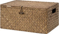 StorageWorks Wicker Storage Basket with Lid, Large Basket with Lid, Brown | Woven Baskets with Lids for Shelves, Wicker Storage Baskets with Lids, Decorative Box, Lidded Baskets for Organizing, 1 Pack