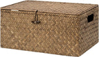StorageWorks Wicker Storage Basket with Lid, Large Basket with Lid, Brown | Woven Baskets with Lids for Shelves, Wicker Storage Baskets with Lids, Decorative Box, Lidded Baskets for Organizing, 1 Pack