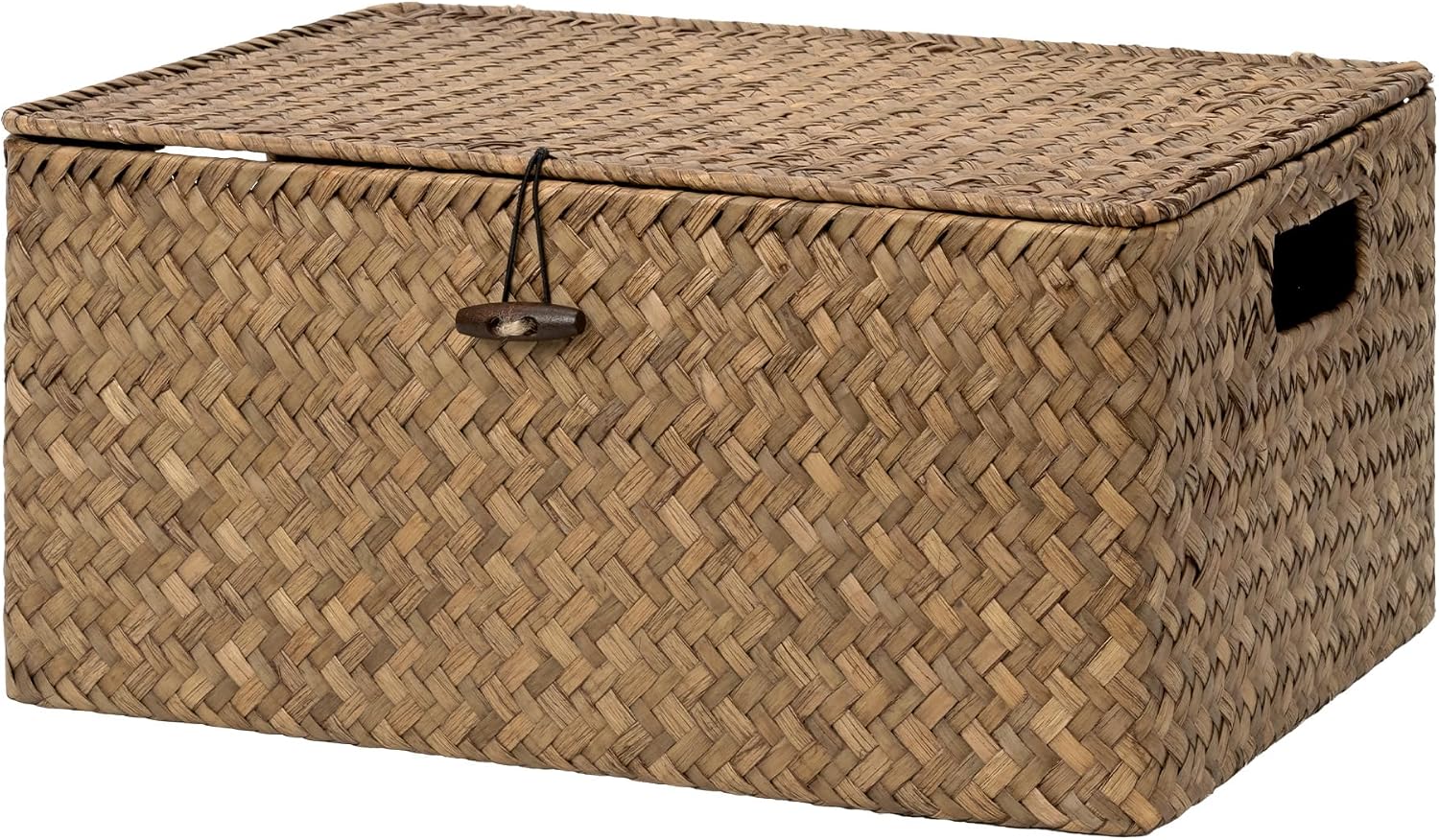 StorageWorks Wicker Storage Basket with Lid, Large Basket with Lid, Brown | Woven Baskets with Lids for Shelves, Wicker Storage Baskets with Lids, Decorative Box, Lidded Baskets for Organizing, 1 Pack