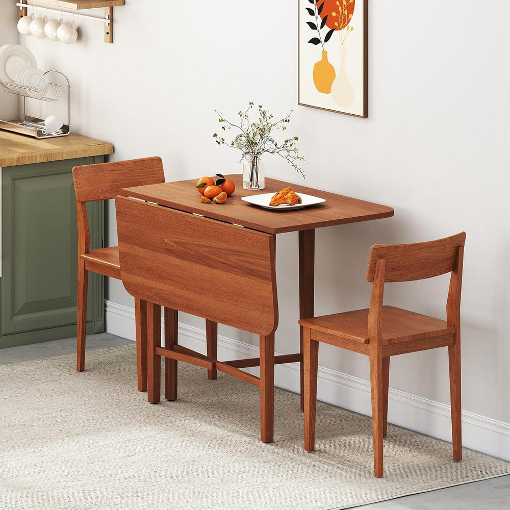 GOFLAME Square Drop Leaf Dining Table for 2-4 People, Folding Kitchen Table w...