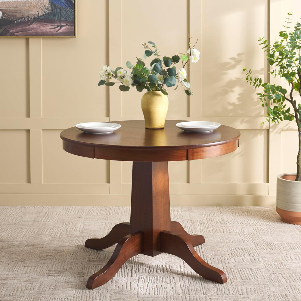 SAFAVIEH Home Collection - Sergio Rustic Cafe Brown Round Dining Table, Tradi...