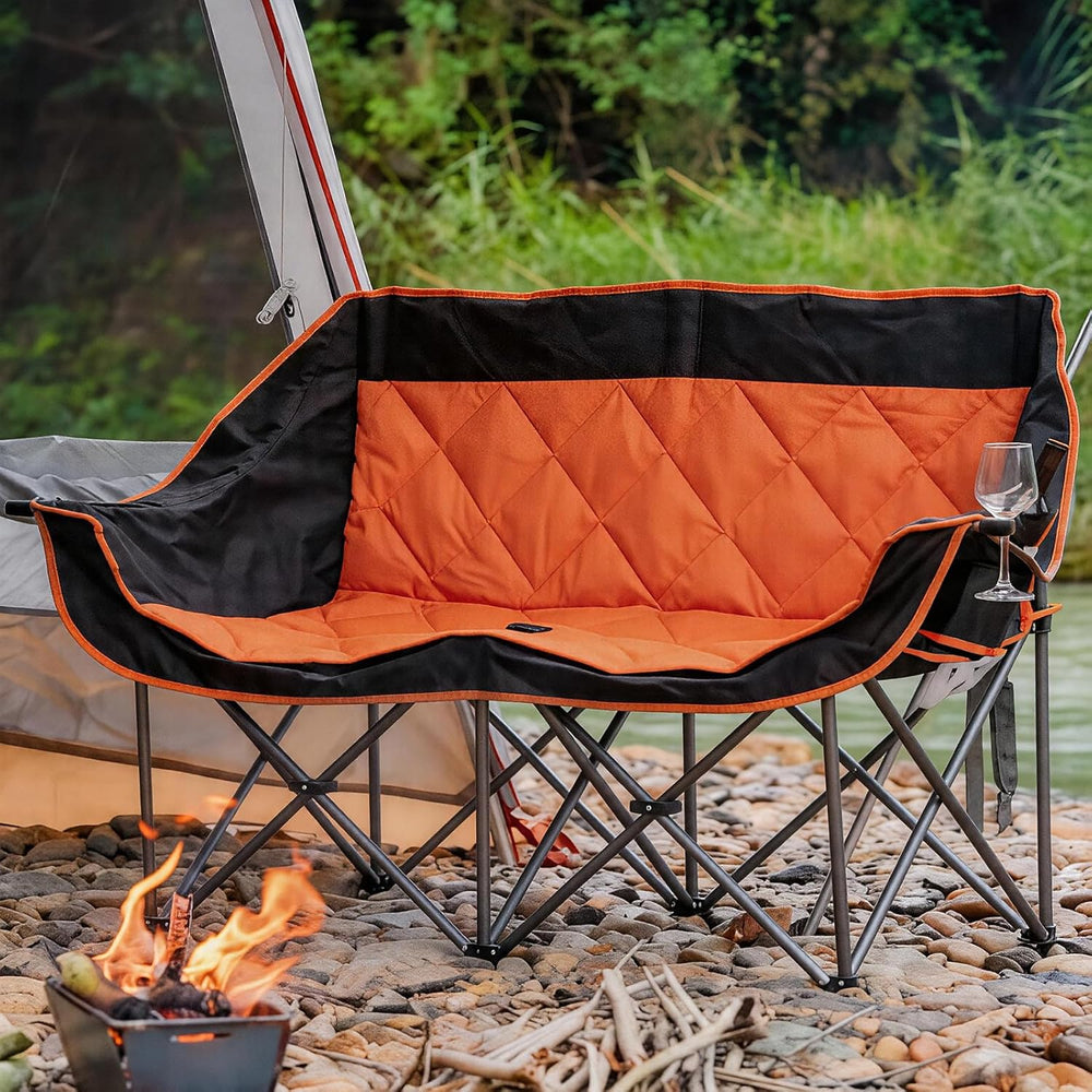 Romswi Double Camping Chair,2 Person Camping Chair Oversized Folding Loveseat...