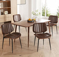 Dining Chairs Set of 4, Mid Century Modern Dining Room Chairs, Upholstered Faux Leather Kitchen Chairs with Walnut Bentwood Back and Metal Legs