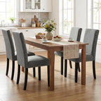 Giantex Dining Chairs Set of 4, Fabric Upholstered Parsons Kitchen Chair w/Nailhead Trim,Solid Rubber & Bent Wood Legs, Thick Padded Seat, Armless Side Chairs for Living Dining Room Restaurant, Grey
