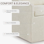 Upholstered Dining Chairs Set of 1, Washable Cover Modren Deskchair with 4 Casters & Hidden Storage for Dining Room, Living Room, Home Office, Beige, 1 Box