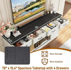 St.Mandyu 70" Large Farmhouse TV Stand for 85/80/75/70 Inch TVs w/4 Drawers,Rustic Tall Media Console w/Sliding Barn Door, Adjustable Shelves,Tall Entertainment Center for Living Room