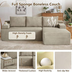 96.1" Modular Sectional Sofa Couches L-Shape Couch 3 Seat Modular Sofa Corduroy Memory Foam Sectional Boneless Couches for Living Room, Cloud Couch with Oversized Chaise(Camel, Right Facing)