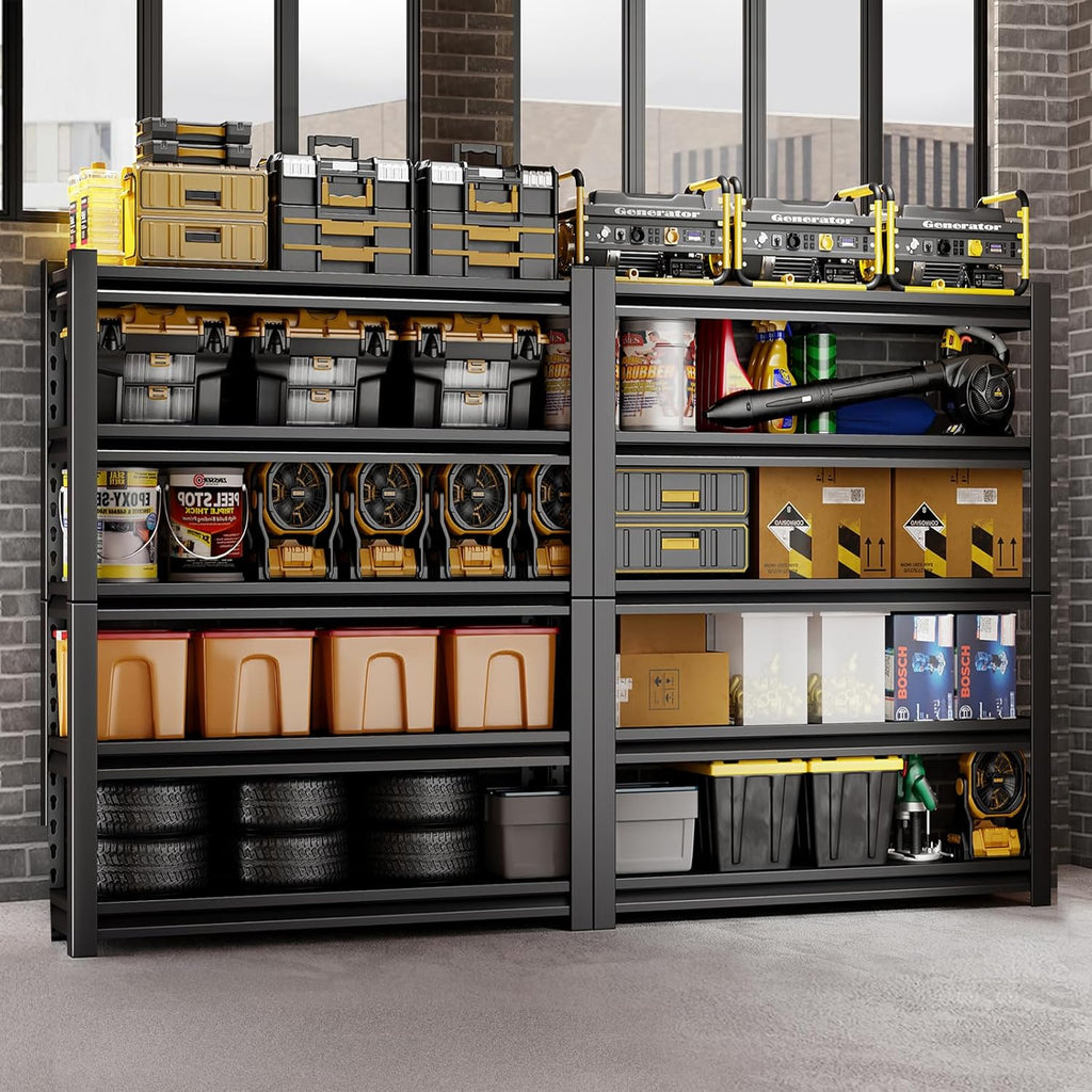 Dyoung 72" H Garage Storage Shelves Adjustable 5 Tier Metal Shelves Heavy Duty 2500LBS Capacity Industrial Shelving Units Rack for Warehouse Basement Garage, Black (19.5" D×59" W×72" H)