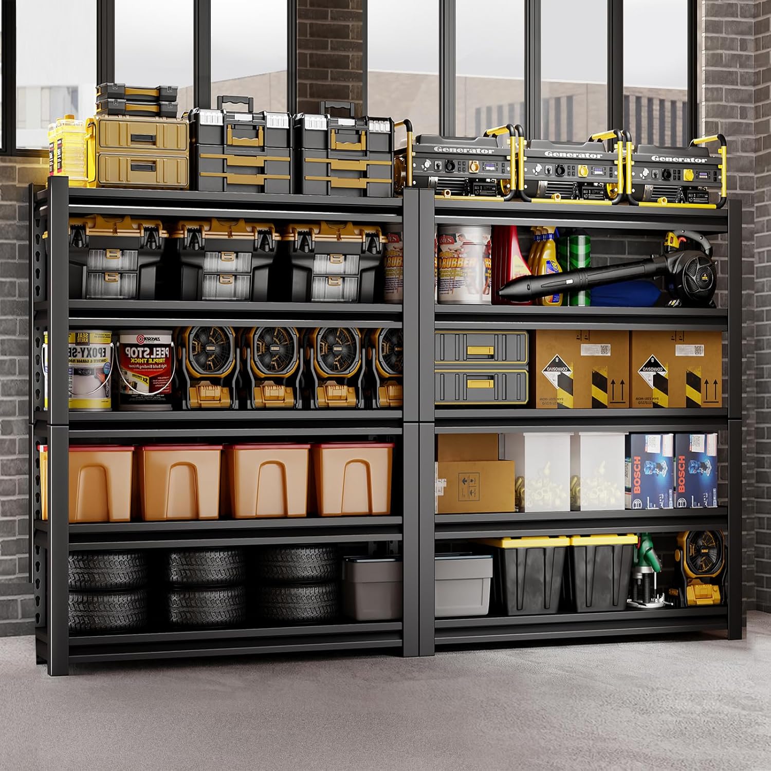 Dyoung 47. 2" W Garage Storage Shelves Adjustable 5 Tier Metal Shelves Heavy Duty 2200LBS Capacity Industrial Shelving Units Rack for Warehouse Basement Garage, Black (19.6" D×47.2" W×72" H)
