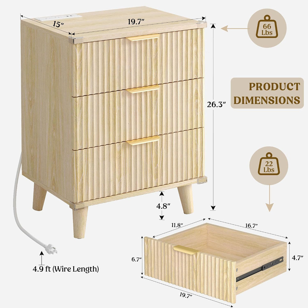 Modern Dresser and Nightstand Sets 3-Piece, 2 Nightstands 6-Drawer Dresser