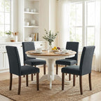 TLSUNNY Upholstered Dining Chairs Set of 2/4, Tufted Parsons Design with Nail Head Trim, Solid Wood Legs and Padded Seat, Comfortable Fabric for Dining Room, Kitchen (Gray, Set of 2)