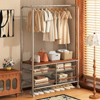 Rolling Clothing Garment Rack for Hanging Clothes–Portable Indoor Wardrobe Closet Organizer Shelves Metal Hanger Stand Heavy Duty Coat Drying Storage Racks with Wheels 15.7"Dx37"Wx67.7"H Chrome