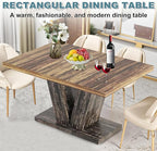 Dining Table for 4-6, 47" Farmhouse Dinner Table with with Wooden Tabletop and Heavy Duty Pedestal Wooden Rectangular Kitchen Tables for Dining Room, Kitchen, Living Room, Brown & Black