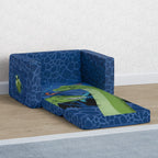 Delta Children Cozee Kids Couch 2-Seater Kids Sofa, Convertible 2-in-1 Flip Open Toddler Couch Sleeper, Foam Chair for Playroom & Bedroom, Bed Lounger, Comfy Play Sleeping Lounge Chair, Dinosaur