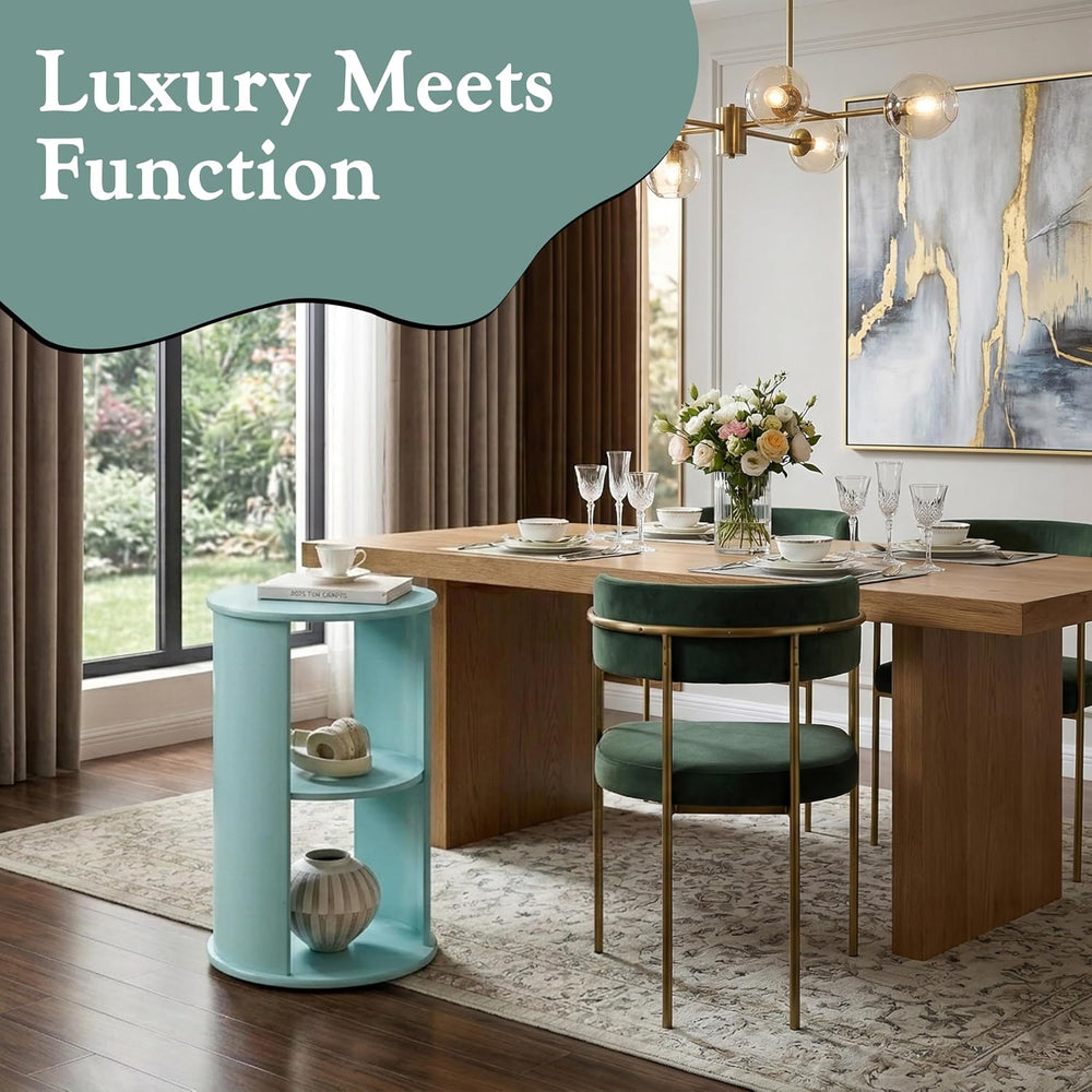 Kings Brand Furniture Round 3-Tier Accent Side Table with Storage Shelves, Wo...