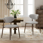 Dining Chairs Set of 2, Curved Back Kitchen Room Chairs with Metal Legs and Anti Slip Pads, Upholstered Dining Chair for Home and Restaurant, Light Grey