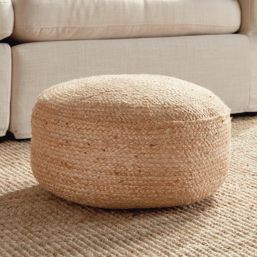 Napa Home & Garden Jute Round Pouf - Natural Jute & Foam Cotton - Fir...