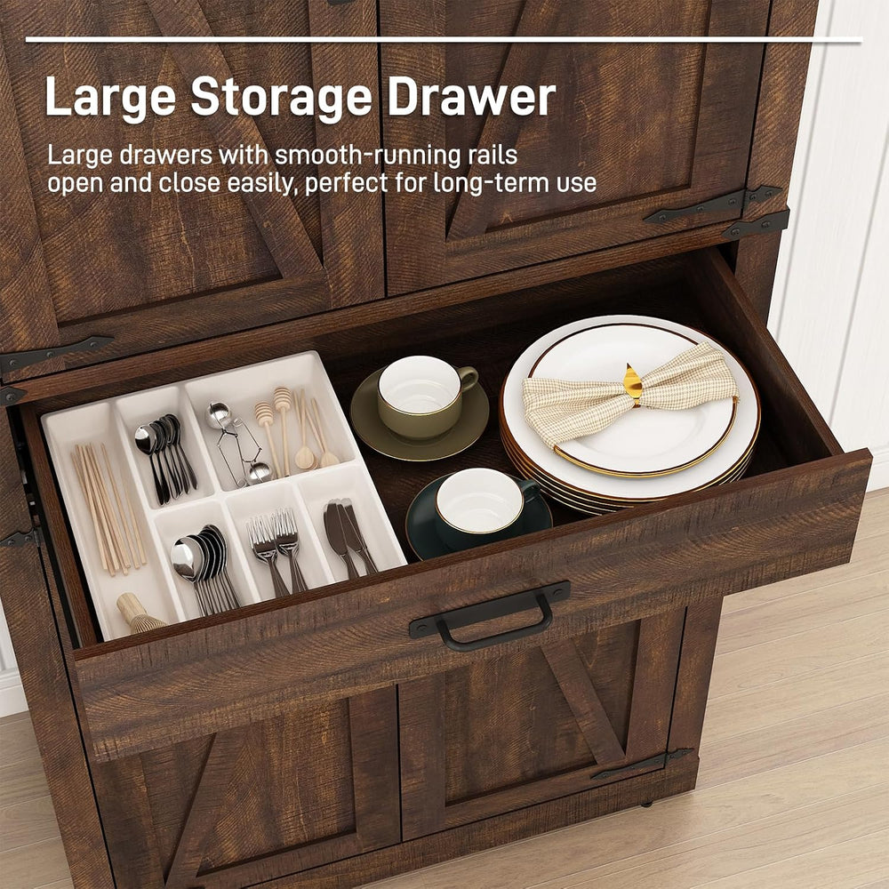 Hlivelood 72" Tall Farmhouse Kitchen Pantry Cabinet with Drawer, Rustic ...