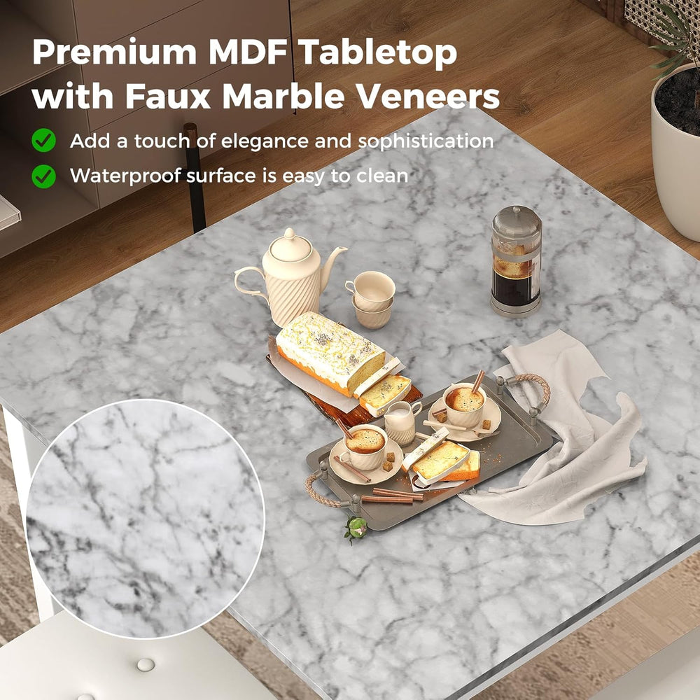 Tangkula 5-Piece Counter-Height Bar Table Set, Faux Marble Square Table &...