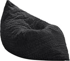 Hobestluk 3 in 1 Bean Bag Chair Giant Bean Bag Chairs for Adults with Chevron Plush Fur Cover Convertible Bean Bag Floor Cushion with Machine Washable Cover for Living Room (Chevron Plush Black)