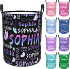 Custom Name Laundry Hamper, Personalized Laundry Basket with Name for Boys Girls Kids Men Women, Customized Name Dirty Clothes Basket Gifts for Clothes Toy Bathroom Bedroom Laundry Room Dorm