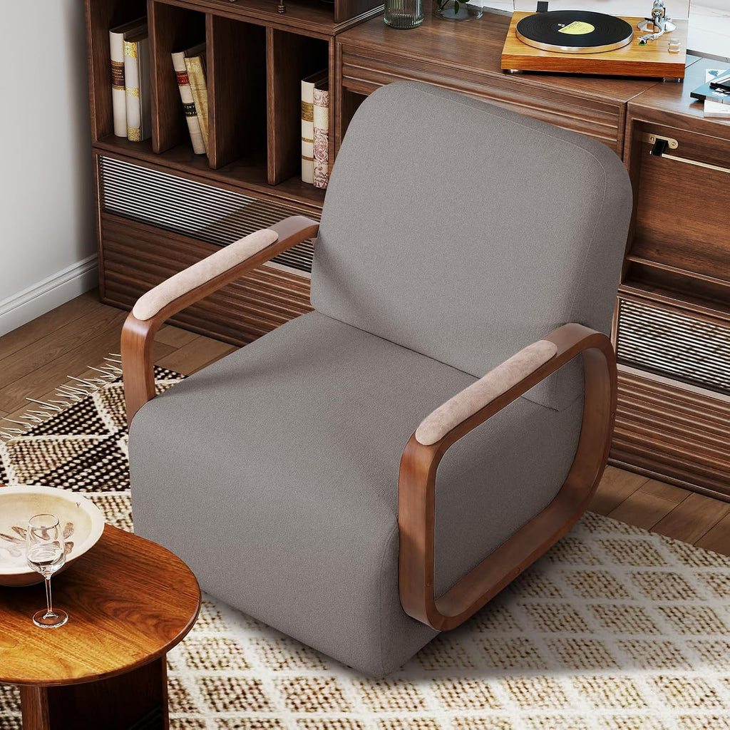 Couchus Swivel Accent Chair with Sturdy Base (Gray, Set of 1) | 360° Rotating Living Room Chair, Chenille Fabric Upholstered Armchair for Living Room