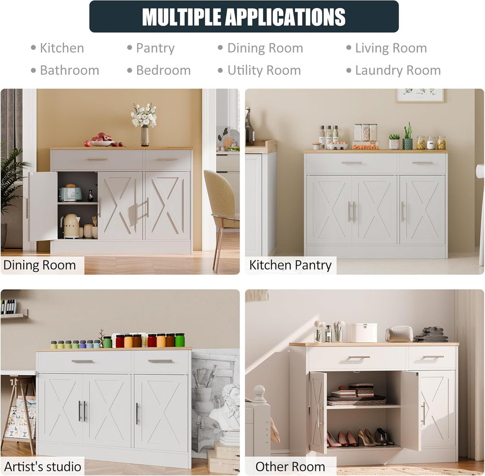 SUNLEI Kitchen Buffet Sideboard Cabinet with Storage, Farmhouse Kitchen Cabin...