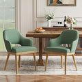 Wooden Dining Chairs Set of 2, Modern Fabric Upholstered Dining Room Chair, Kitchen Side Chairs, Farmhouse Dinner Chair with Open Back for Kitchen, Green
