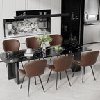 Nalupatio Dining Chairs Set of 4, Modern Dining Room Chairs Comfy Backrest Thick Upholstered Kitchen Chairs 19IN Height with Metal Legs Dark Brwon（Pu Leather）