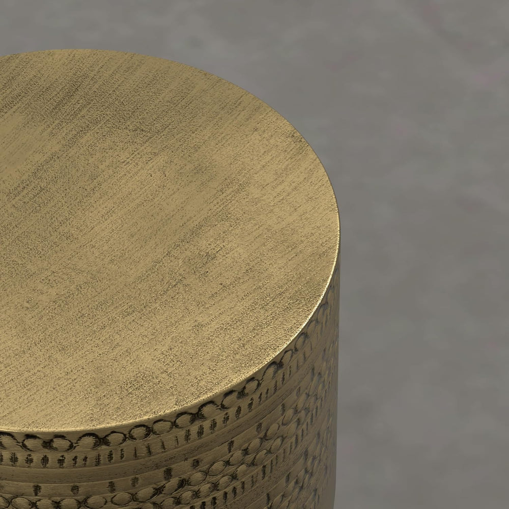 SIMPLIHOME Johnsen Tribal Accent Table – 15 inch Wide Round Metal Drum Table ...