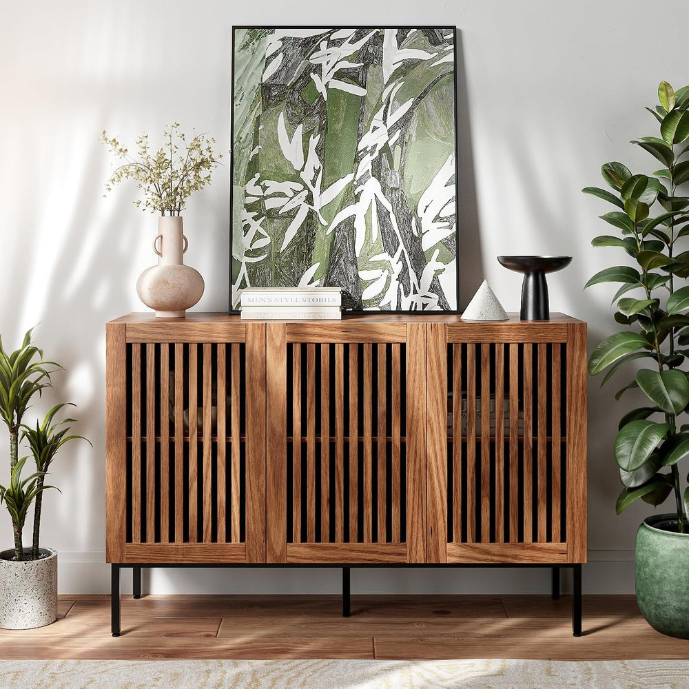 BVIUNTWO Buffet Cabinet, Modern Credenza Storage Cabinet with Adjustable Shel...