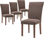 Stylish Dining Chairs Set of 4, Upholstered Parsons Dining Room Chair with Nailhead Trim, Kitchen Room Chair with Thick Cushions and Wood Legs, Nailhead Trim, Brown