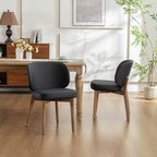 YOUNIKE Dining Chairs Set of 6 Mid Century Modern Kitchen Chair with High Back Faux Leather Upholstered Armless Chair 20" Wide Padded Seat with Wooden Legs for Kitchen Dining Living Room Bedroom Black