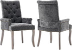 Upholstered Tufted Chenille Dining Chairs with Arms & Nailhead Trim – Solid Wood Frame & Legs, Modern Farmhouse for Dining, Kitchen & Living Room (Set of 2, Gray)