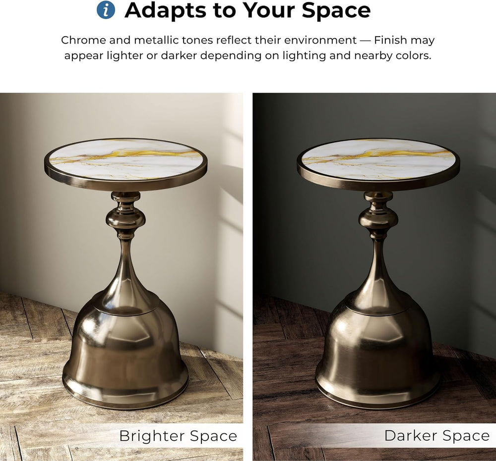 Homes: Inside + Out Halric Modern 24" Tall Round End Table with Decorate...