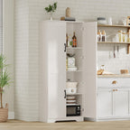 CABIHOME White Pantry Storage Cabinet 60" Tall, 2-Door Adjustable Shelf Cupboard for Kitchen, Bathroom, Living Room - Tall Storage Furniture